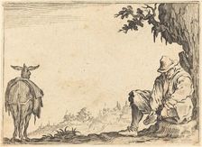 Peasant Removing His Shoe, c. 1622. Creator: Jacques Callot