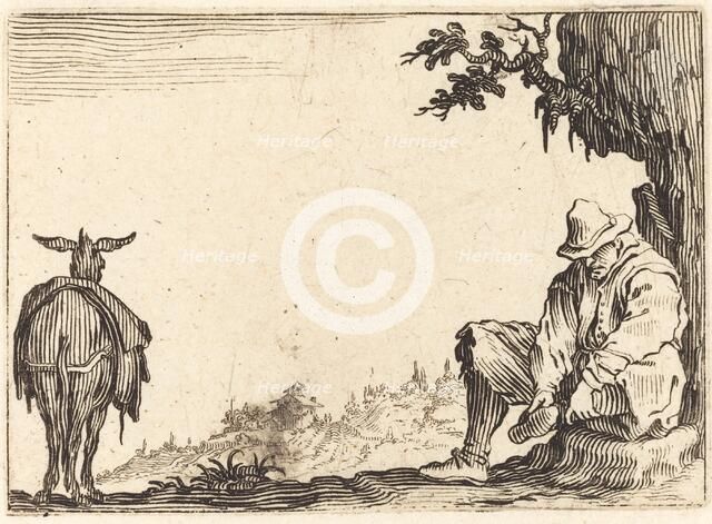 Peasant Removing His Shoe, c. 1622. Creator: Jacques Callot.