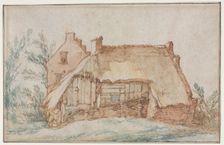 Peasant's Cottage (recto); Bridge and Gate (verso) , c. 1600. Creator: Abraham Bloemaert (Dutch, 1564-1651)