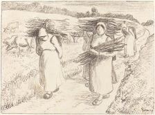 Peasants Carrying Sticks (Paysannes portant des fagots), 1896. Creator: Camille Pissarro