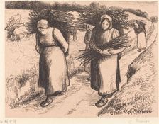 Peasants Carrying Sticks (Paysannes portant des fagots), 1896. Creator: Camille Pissarro