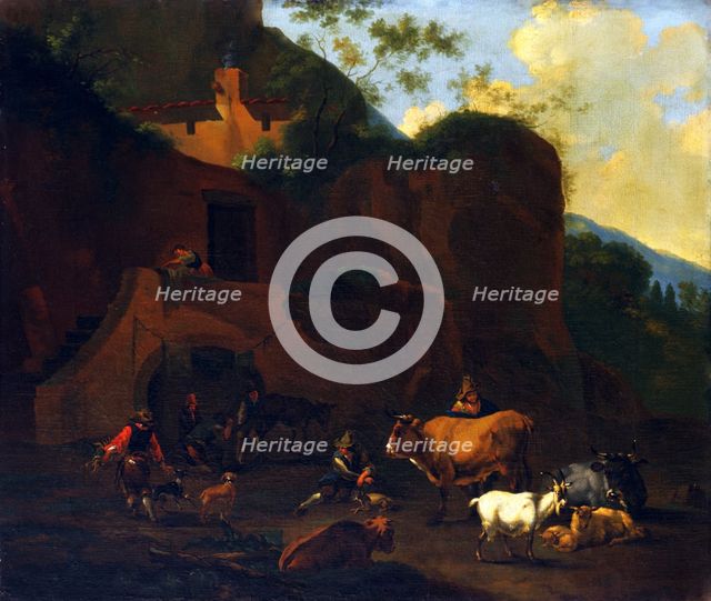 Peasants and Cattle, 17th century?  Creator: Nicolaes Berchem.