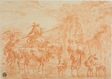 Peasants and Cattle Crossing Ford, n.d. Creator: Unknown