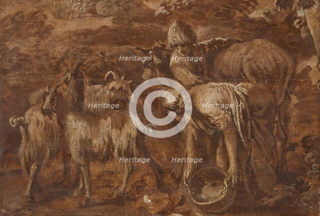 Peasants and Cattle. Study, c17th century. Creator: Unknown.