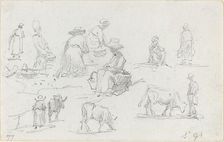 Peasants and Cows [recto], 1877. Creator: Eugene Louis Boudin