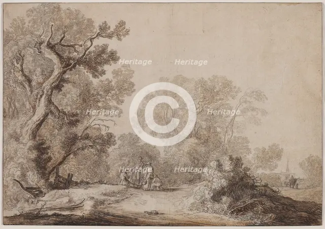 Peasants at the Edge of a Wood, c. 1630. Creator: Jacob van Mosscher (Dutch, 1655).
