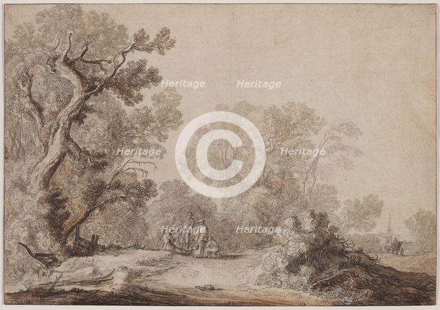 Peasants at the Edge of a Wood, c. 1630. Creator: Jacob van Mosscher (Dutch, 1655).