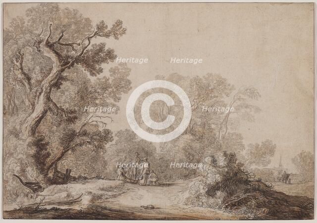 Peasants at the Edge of a Wood, c. 1630. Creator: Jacob van Mosscher (Dutch, 1655).