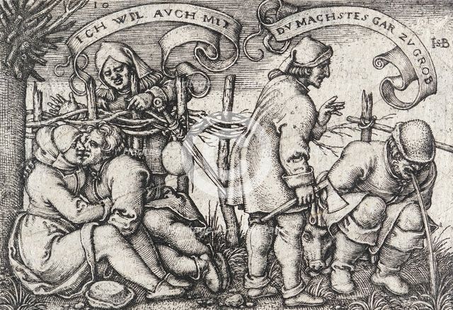 Peasants Behind the Hedge, 1547. Creator: Sebald Beham.