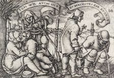 Peasants Behind the Hedge, 1547. Creator: Sebald Beham