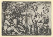Peasants Behind the Hedge, from The Peasants Feast or the Twelve Months, 1546-47. Creator: Sebald Beham