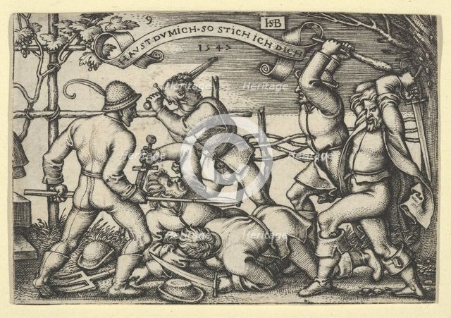 Peasants' Brawl, from The Peasants' Feast or the Twelve Months, 1547. Creator: Sebald Beham.