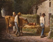 Peasants Bringing Home a Calf Born in the Fields, 1864. Creator: Jean Francois Millet