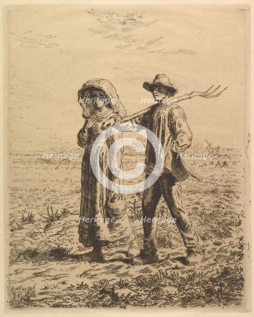 Peasants Going to Work, 1863. Creator: Jean Francois Millet.