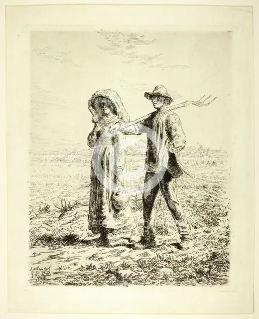 Peasants Going to Work, 1863. Creator: Jean Francois Millet.