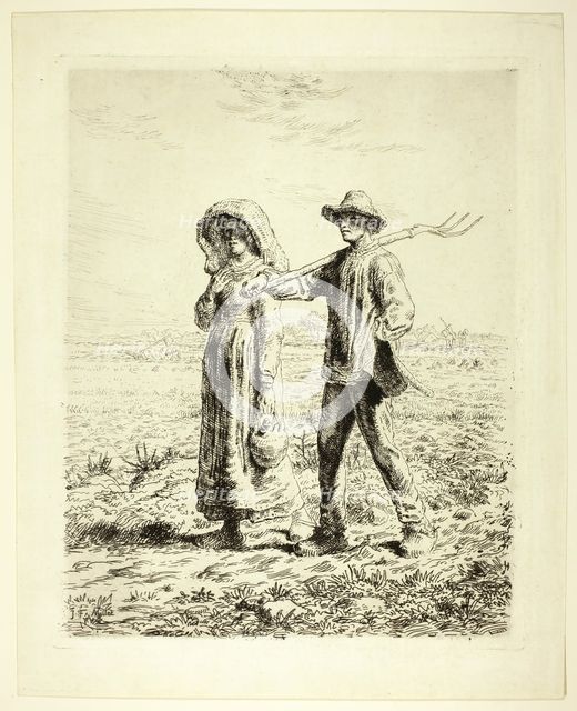 Peasants Going to Work, 1863. Creator: Jean Francois Millet.