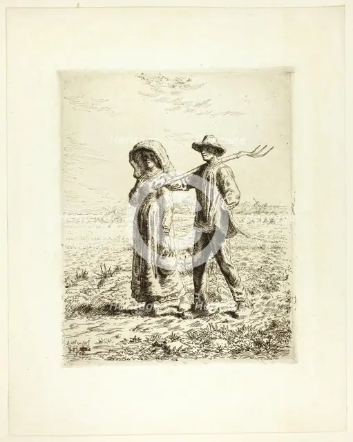 Peasants Going to Work, 1863. Creator: Jean Francois Millet.