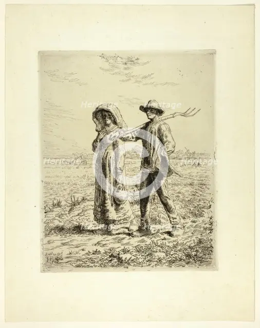 Peasants Going to Work, 1863. Creator: Jean Francois Millet.