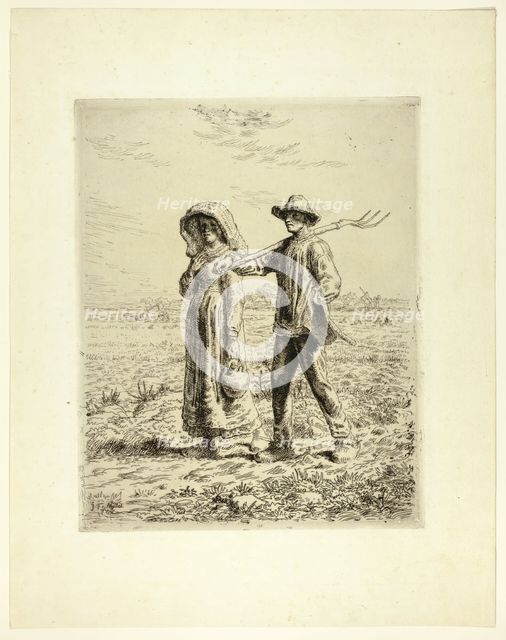 Peasants Going to Work, 1863. Creator: Jean Francois Millet.