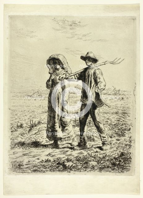 Peasants Going to Work, 1863. Creator: Jean Francois Millet.