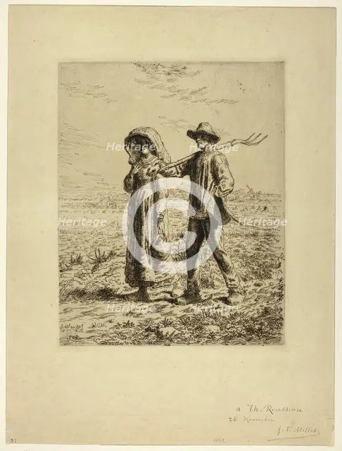 Peasants Going to Work, 1863. Creator: Jean Francois Millet.