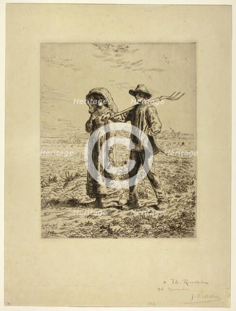 Peasants Going to Work, 1863. Creator: Jean Francois Millet.