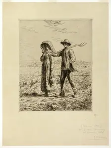 Peasants Going to Work, 1863. Creator: Jean Francois Millet