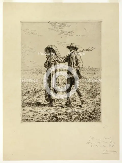 Peasants Going to Work, 1863. Creator: Jean Francois Millet.