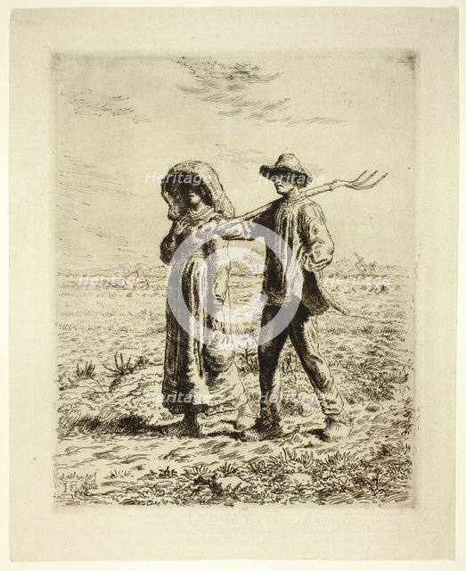 Peasants Going to Work, 1863. Creator: Jean Francois Millet.