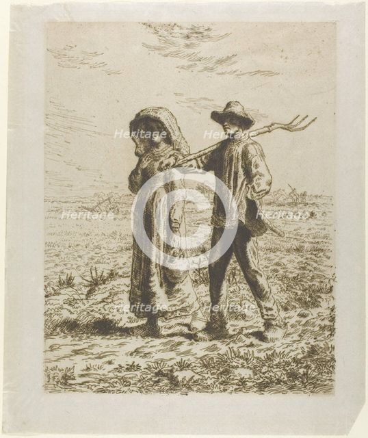 Peasants Going to Work, 1863. Creator: Jean Francois Millet.