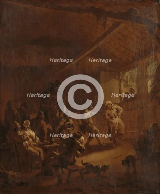 Peasants Dancing in a Barn, 1655-1683. Creator: Nicolaes Berchem.