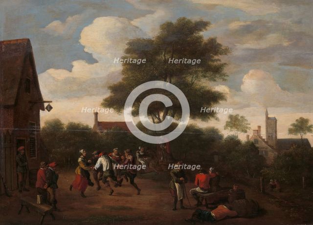 Peasants Dancing Outside the Crescent Tavern, in or after c.1660. Creator: Unknown.