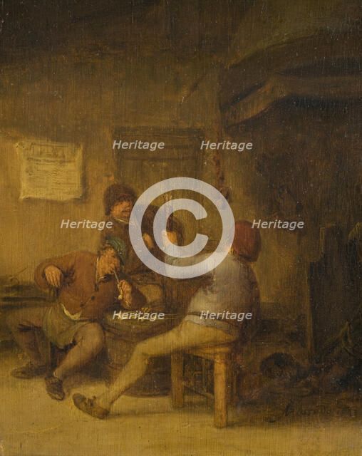 Peasants Drinking and Smoking, 1643. Creator: Adriaen van Ostade.