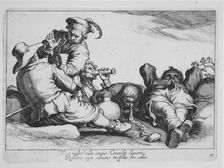 Peasants Drinking, from the series Sixteen Peasant Subjects, 17th century. Creator: Cornelis Bloemaert