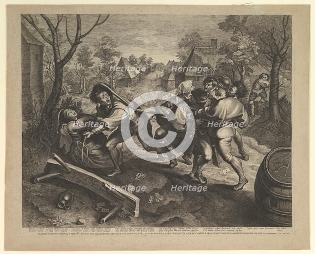 Peasants Fighting over a Game of Cards. Creator: Lucas Vorsterman.