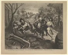 Peasants Fighting over a Game of Cards. Creator: Lucas Vorsterman
