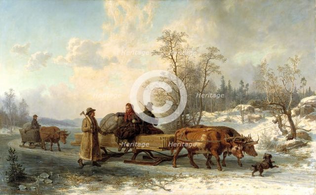 Peasants from Sorunda on their Way to Stockholm, 1862. Creator: Nils Andersson.