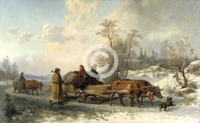 Peasants from Sorunda on their Way to Stockholm, 1862. Creator: Nils Andersson.