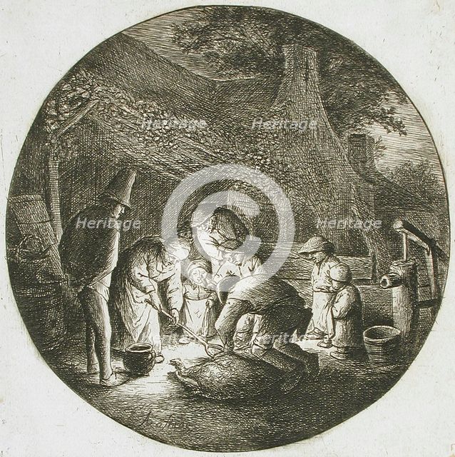 Peasants Killing a Pig, c1642. Creator: Adriaen van Ostade.