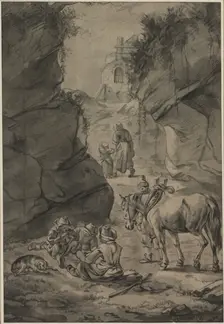 Peasants in a Rocky Landscape, second third 1600s. Creator: Jan Wouwerman (Dutch, 1629-1666)