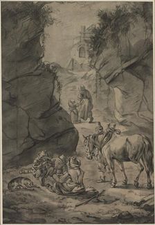 Peasants in a Rocky Landscape, second third 1600s. Creator: Jan Wouwerman (Dutch, 1629-1666)