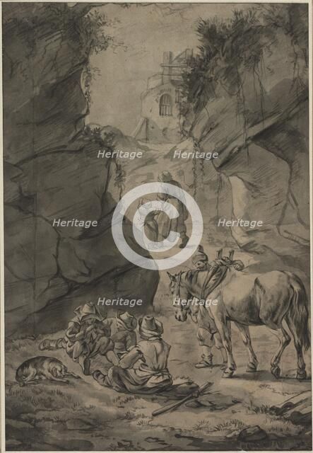 Peasants in a Rocky Landscape, second third 1600s. Creator: Jan Wouwerman (Dutch, 1629-1666).