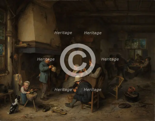 Peasants in an Interior, 1661. Creator: Adriaen van Ostade.