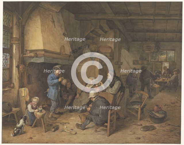 Peasants in an interior, 1868. Creator: Hendrik Abraham Klinkhamer.