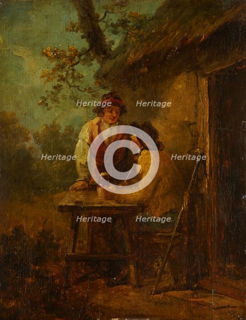 Peasants in front of a Hut, c1790. Creator: George Morland.