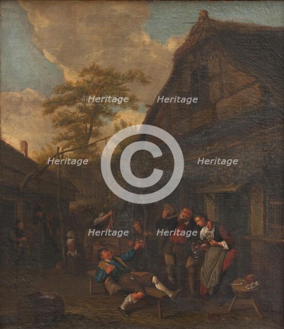 Peasants outside an Inn, 1675-1704. Creator: Cornelis Dusart.
