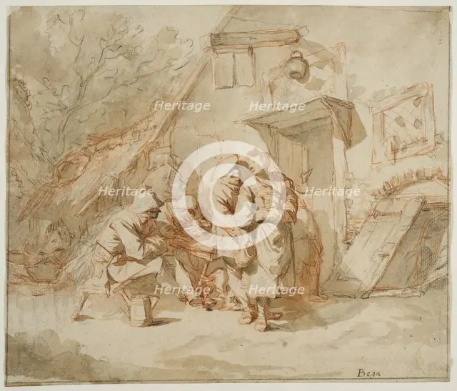 Peasants outside an inn. Creator: Cornelis Bega.