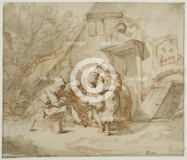 Peasants outside an inn. Creator: Cornelis Bega.