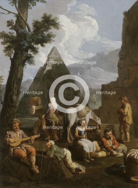 Peasants near Roman Ruins, c1760. Creator: Paolo Monaldi.