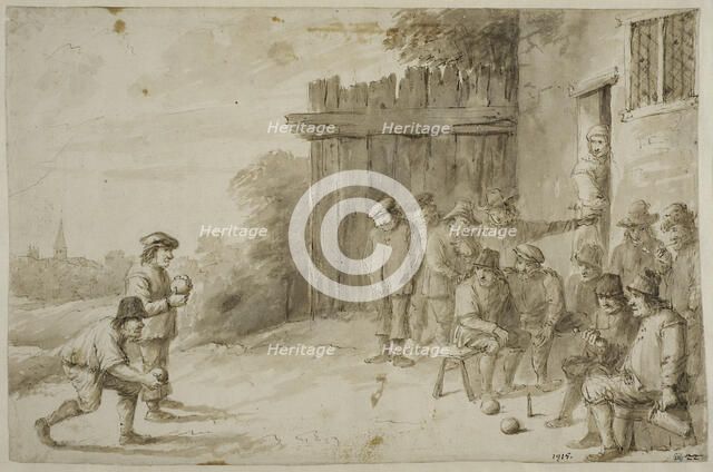 Peasants playing boules, c17th century. Creator: Unknown.